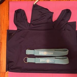 Navy Reformer Cover with Club Pilates Straps